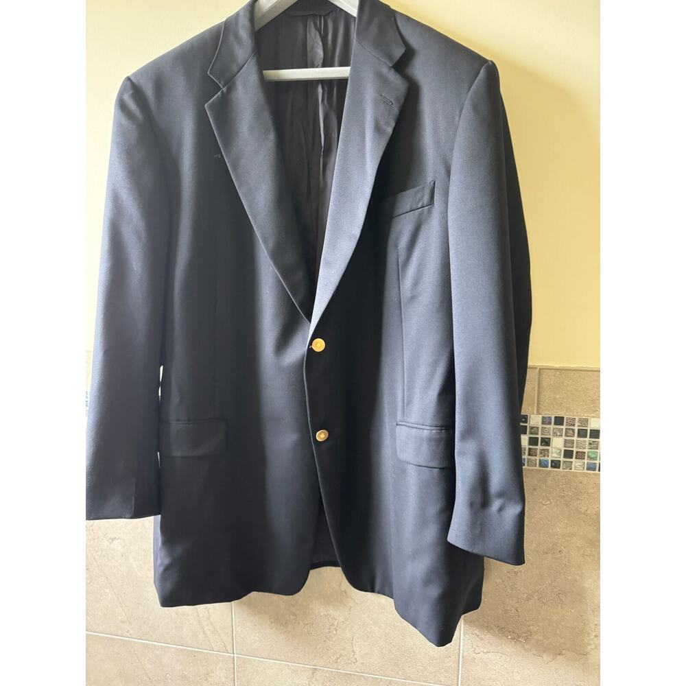 Hickey Freeman Collection Cashmere Wool Blend navy Blazer SZ 48 Long USA